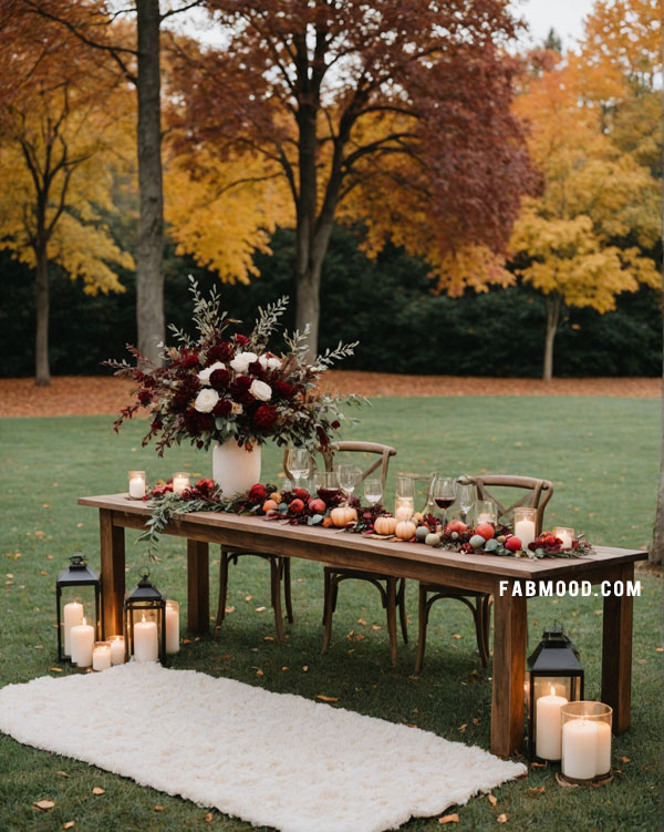 Burgundy Fall Wedding Sweetheart Table