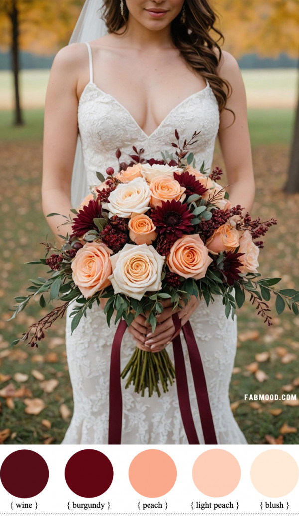 Burgundy and Peach color combo, Burgundy Wedding Color Combination idea