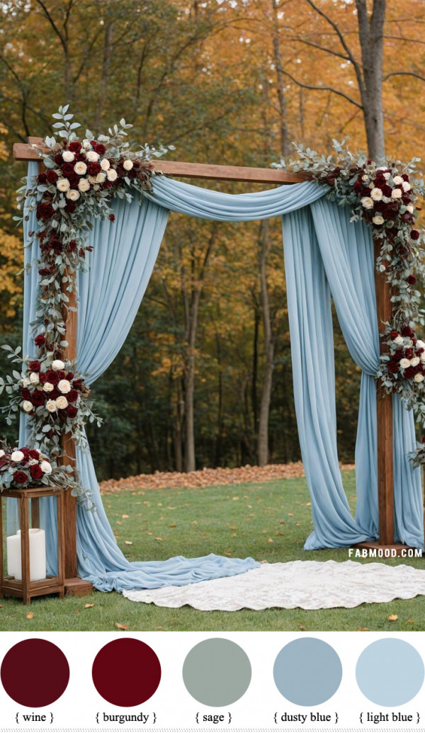 Burgundy and Dusty Blue, Burgundy Wedding Color Combination idea