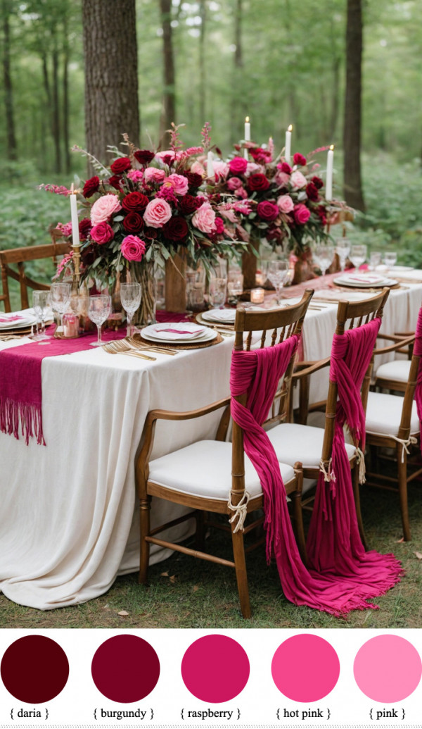 Burgundy and Raspberry Pink color scheme, burgundy wedding color combinations