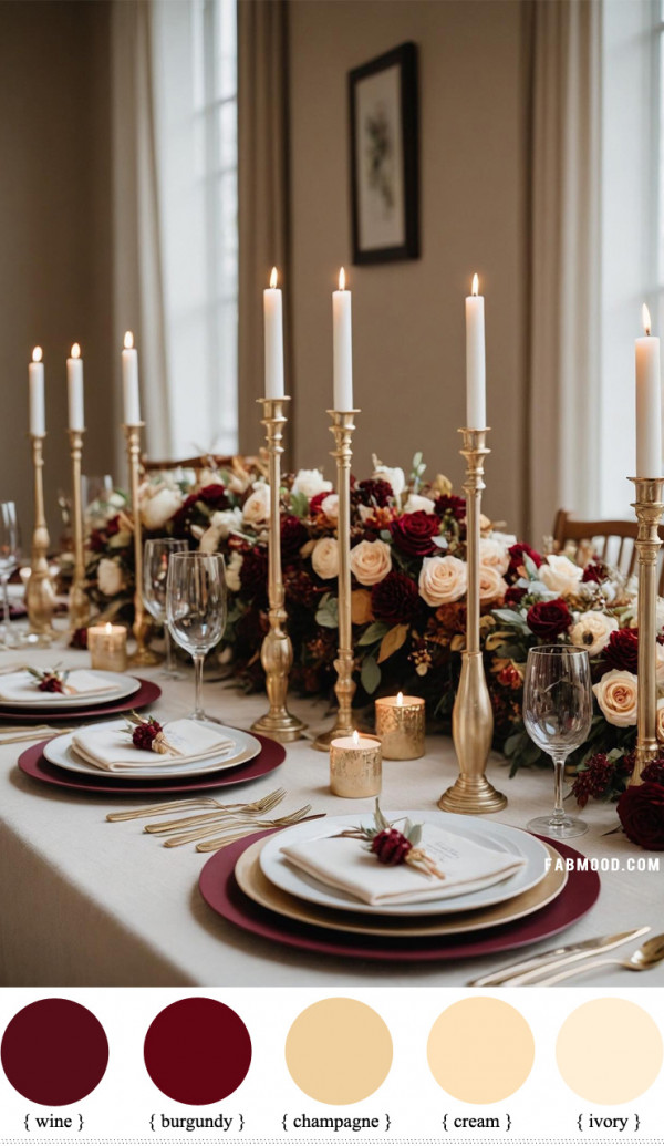 Burgundy and Champagne, Burgundy Wedding Color Combination idea