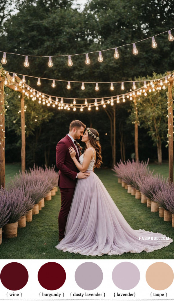 burgundy and lavender wedding color combo, burgundy color combination