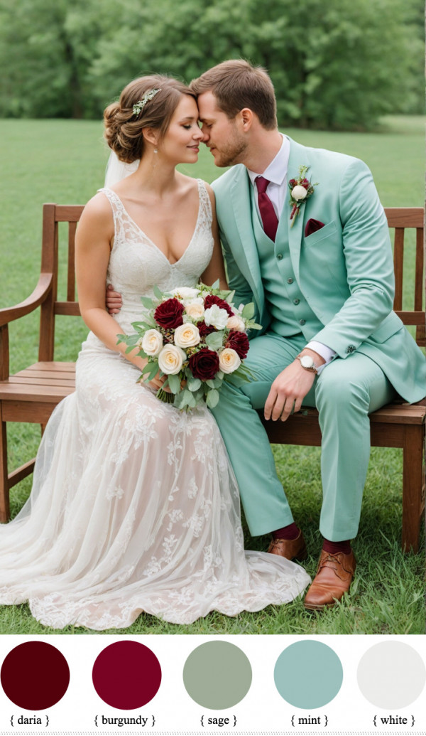 Burgundy and Mint color scheme, burgundy wedding color combinations