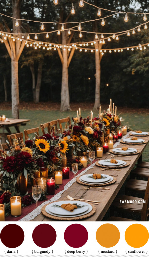 Burgundy and Mustard wedding color combo, fall wedding color combination