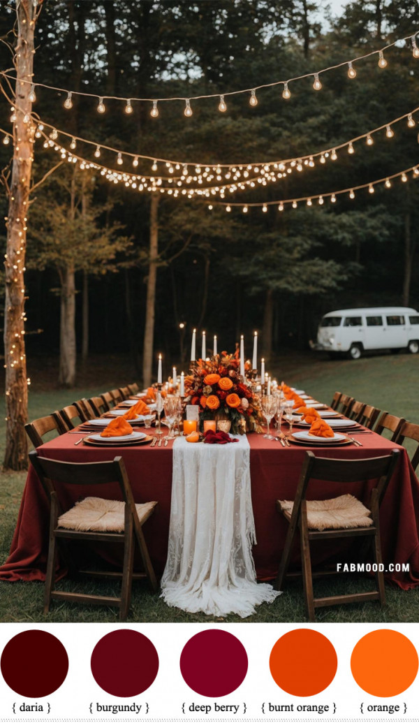 Burgundy and Orange color combination