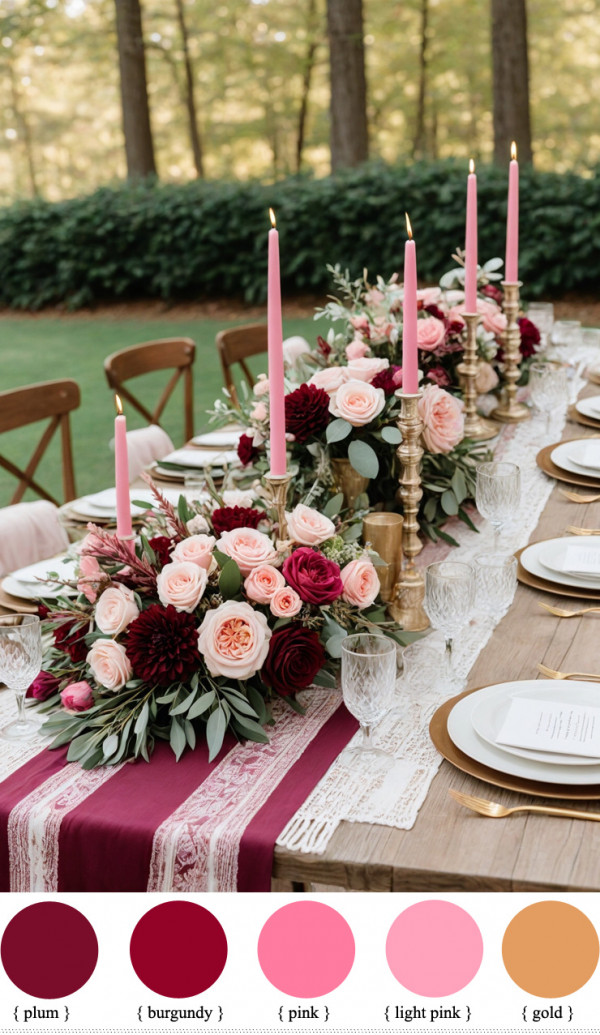 Burgundy and Pink color scheme, burgundy wedding color combinations