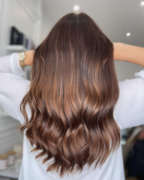 Elegant Chestnut Caramel Balayage