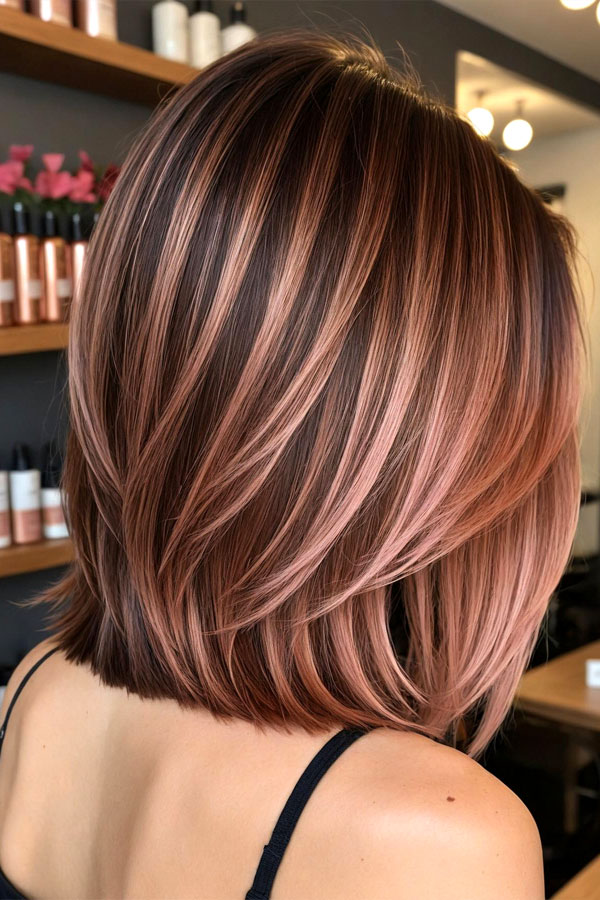 Chestnut with Pink Rose Gold Highlights