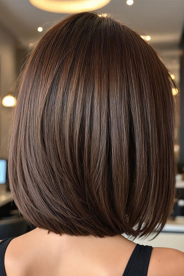 Dark Chestnut Lob Hairstyle