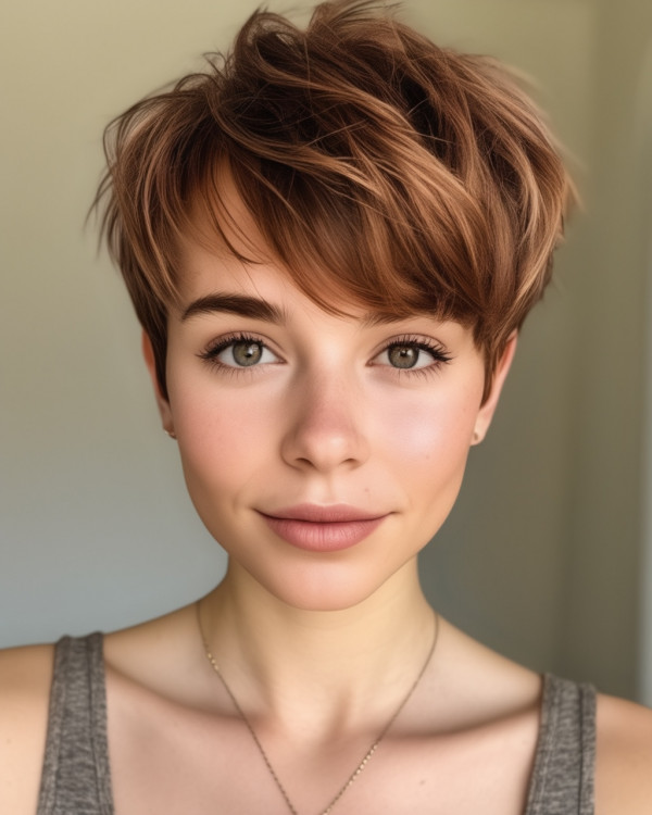 Vibrant Sun-Kissed Chestnut Pixie