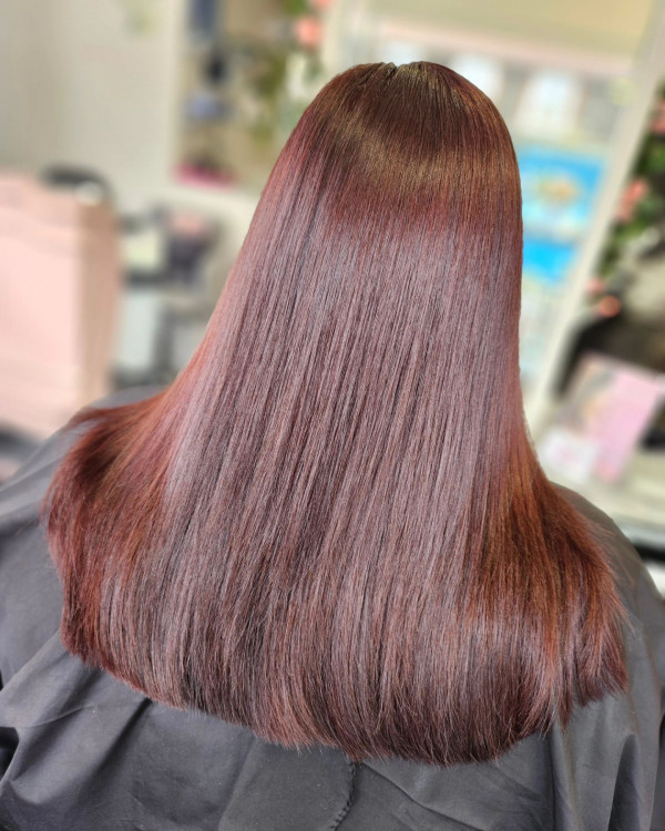 glossy mahogany brown hair colour