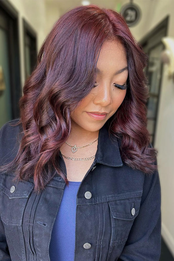 rich burgundy mahogany hair colour