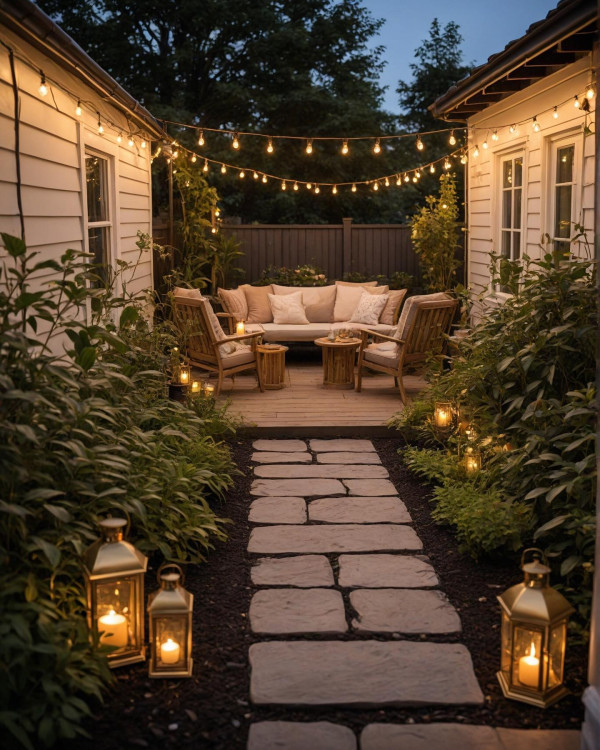 cozy small garden with cozy light, How to use lighting to transform your garden, Garden lighting ideas pictures