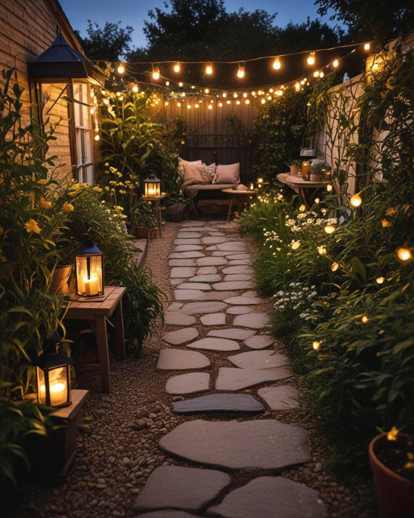 cozy small garden with cozy light, How to use lighting to transform your garden, Garden lighting ideas pictures