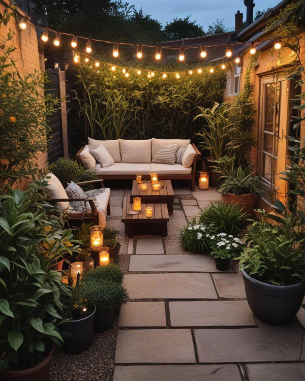 cozy small garden with cozy light, How to use lighting to transform your garden, Garden lighting ideas pictures