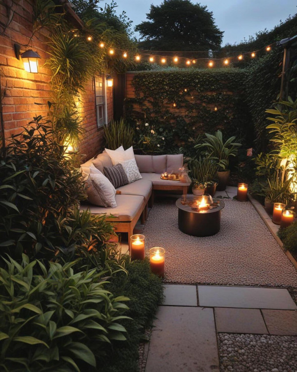 cozy small garden with cozy light, How to use lighting to transform your garden, Garden lighting ideas pictures