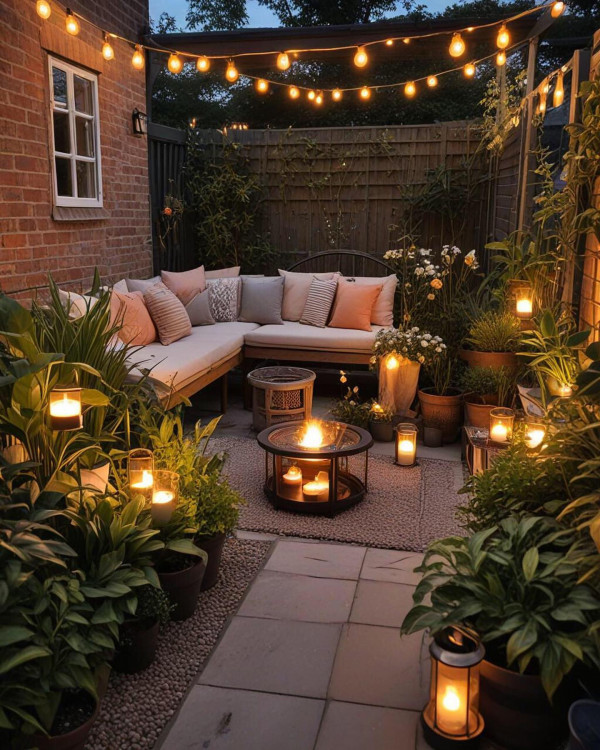 cozy small garden with cozy light, How to use lighting to transform your garden, Garden lighting ideas pictures