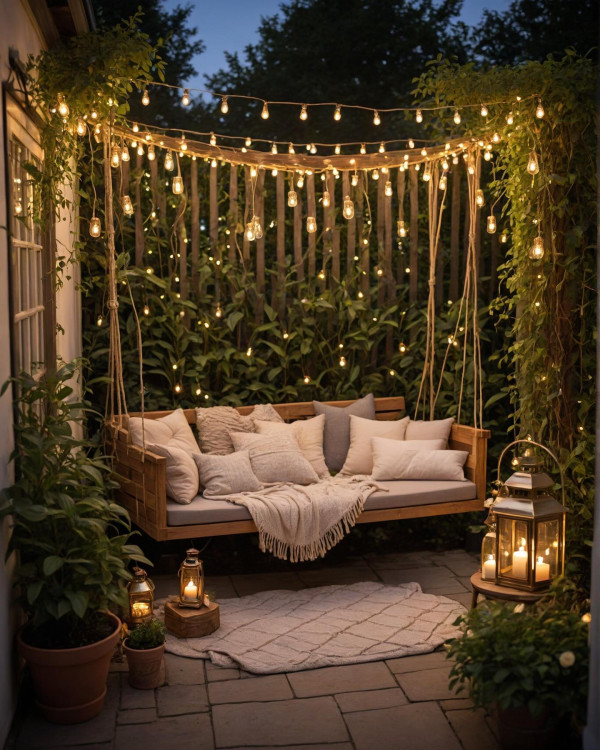 cozy small garden with cozy light, How to use lighting to transform your garden, Garden lighting ideas pictures