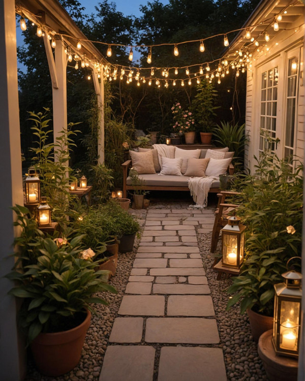 cozy small garden with cozy light, How to use lighting to transform your garden, Garden lighting ideas pictures