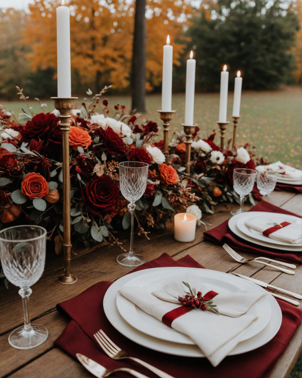 crimson autumn wedding colour scheme