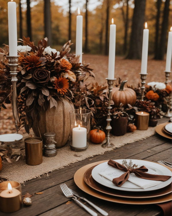 brown autumn wedding colour scheme