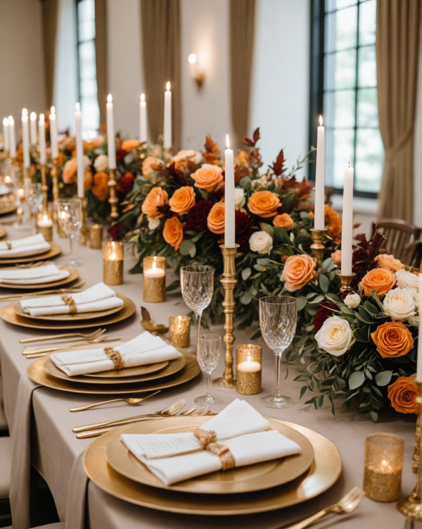 gold autumn wedding colour scheme