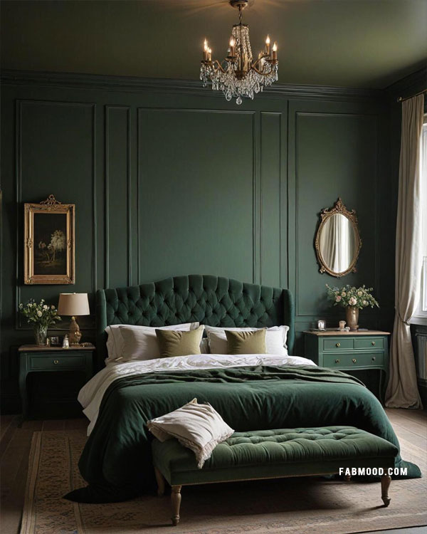 elegant Victorian green bedroom idea