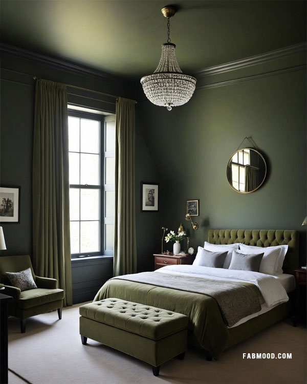 sophisticated green bedroom, green bedroom idea