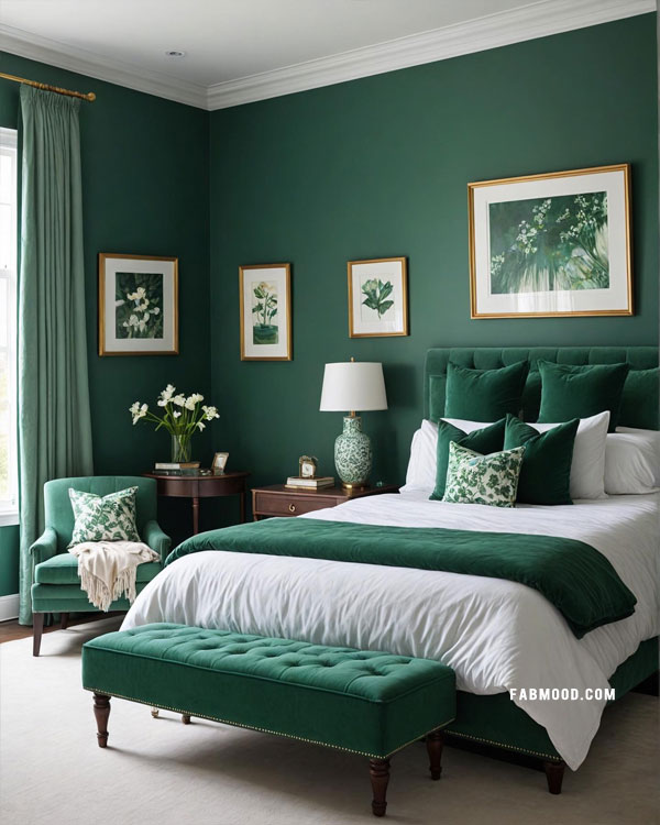 Bold & Luxurious Bedroom, green bedroom idea