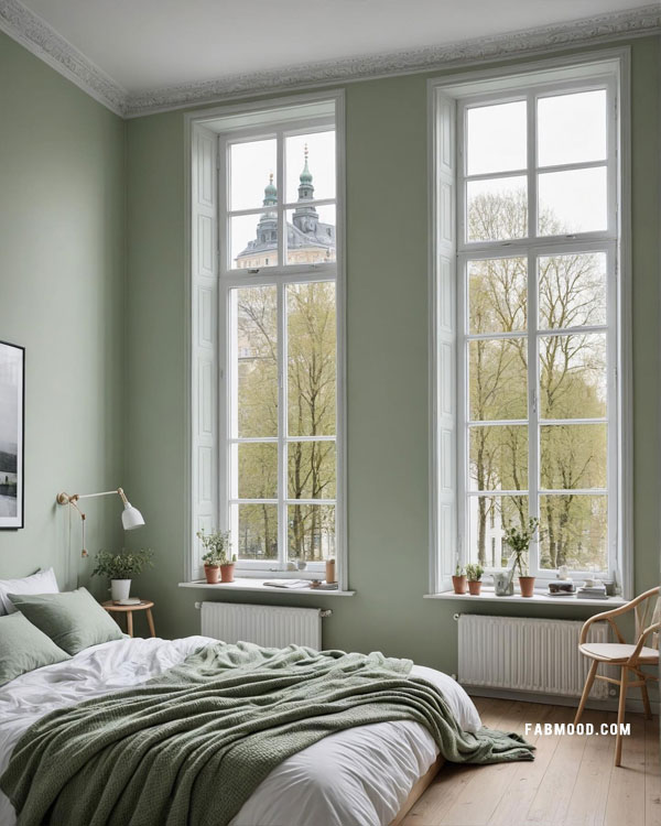 Minimalist Bedroom, green bedroom idea