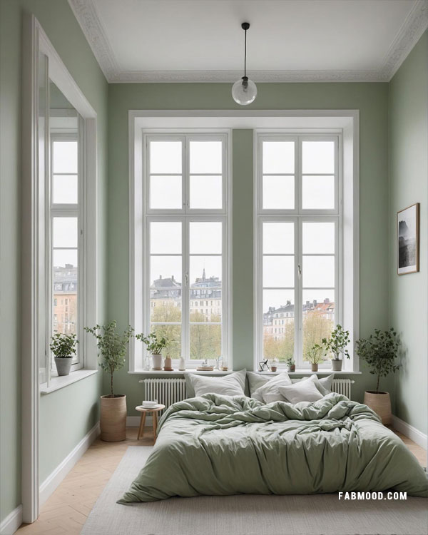 Minimalist Bedroom, green bedroom idea