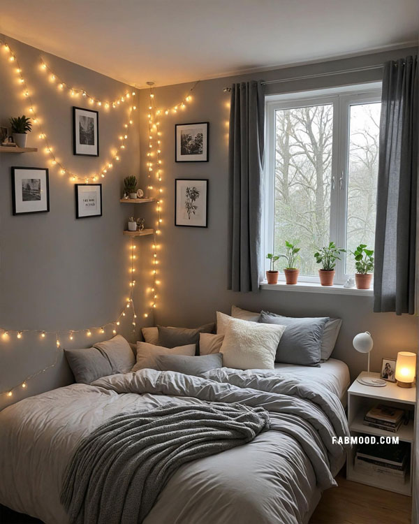 cozy student bedroom, grey cozy student bedroom idea