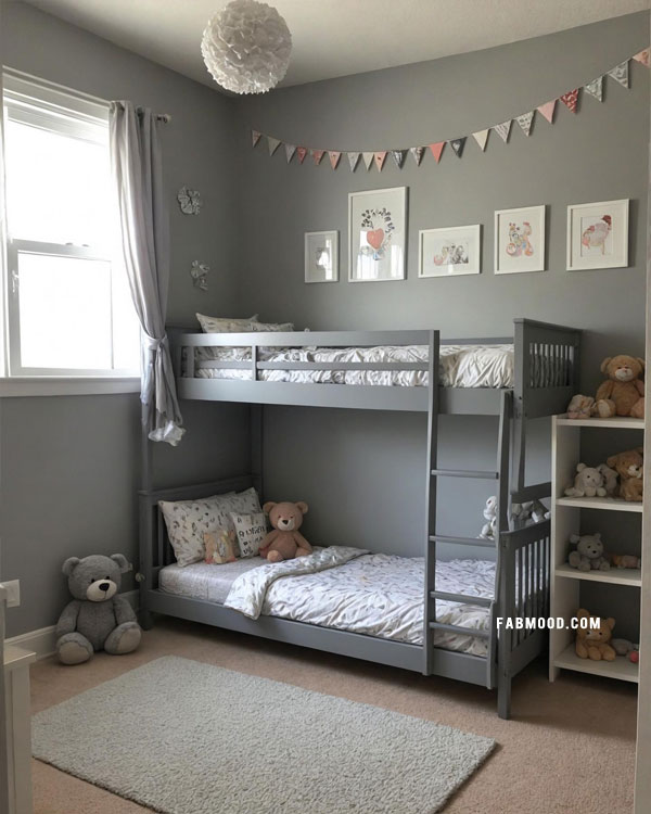 Toddler grey bedroom idea, Bunk Bed toddler bedroom