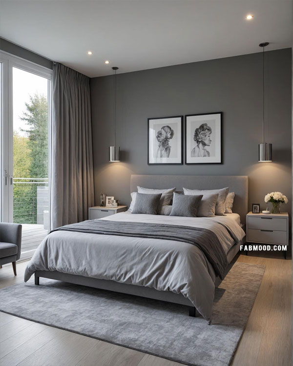 sleek and modern grey bedroom idea