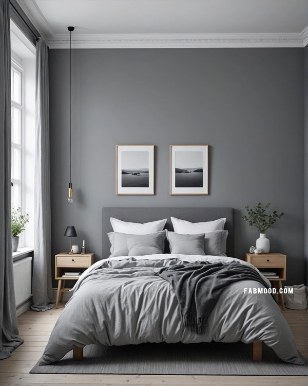 Scandinavian style grey bedroom idea 