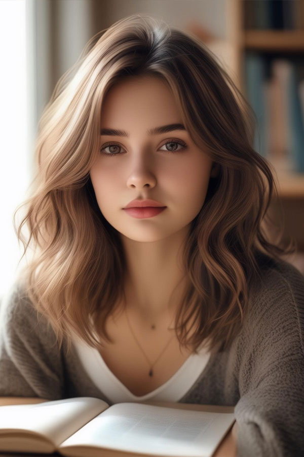 30 Cute Hairstyles for Round Faces : Medium-Length Waves