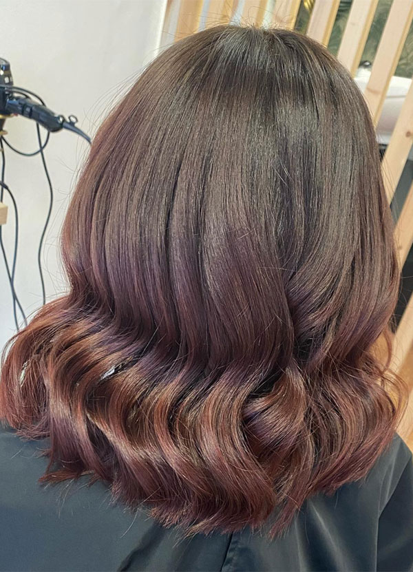 Mid-Length Deep Mahogany Balayage