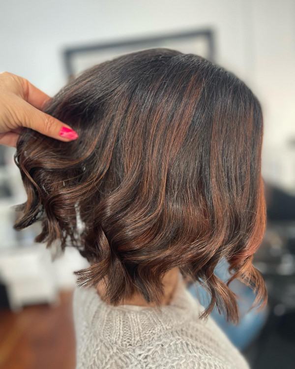 Mahogany Brown Balayage Bob