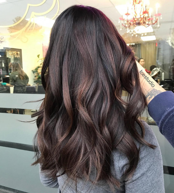 Mahogany Plum Balayage Swirl, mahogany hair colour, autumn hair colour