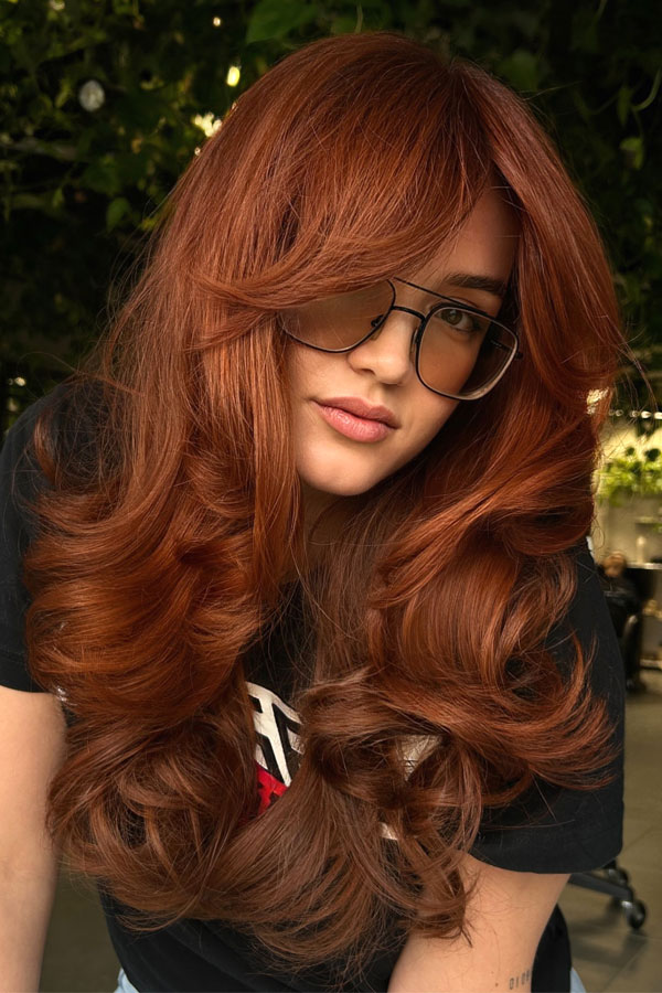 maple auburn hair colour, autumn hair colour idea