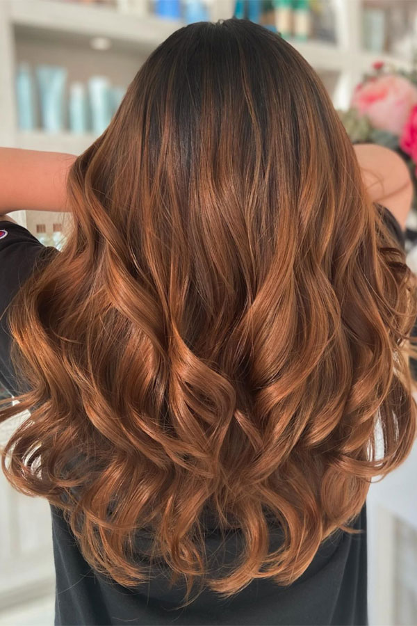 warm toffee maple hair colour