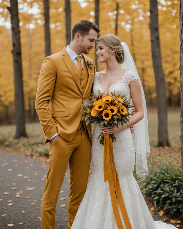 mustard yellow autumn wedding colour scheme