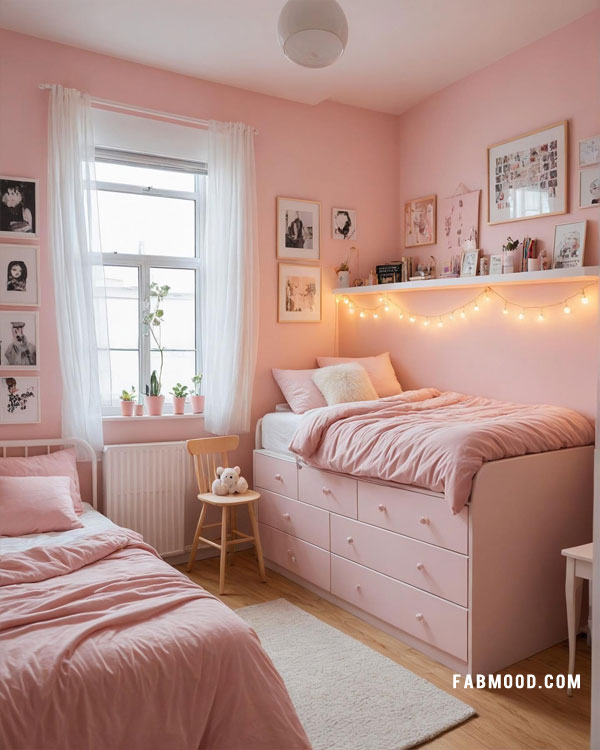 twin pink bedroom for teens 