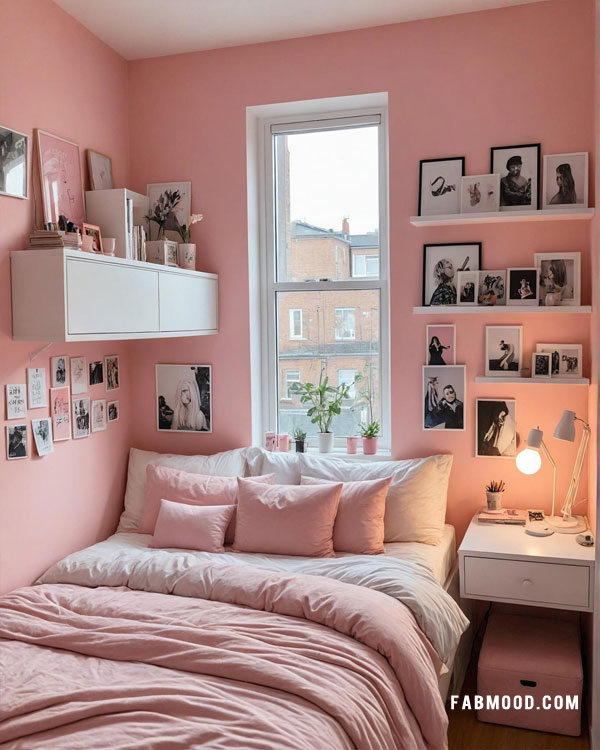 small pink bedroom for teen