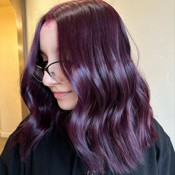 Iridescent Plum hair colour, autumn hair colour