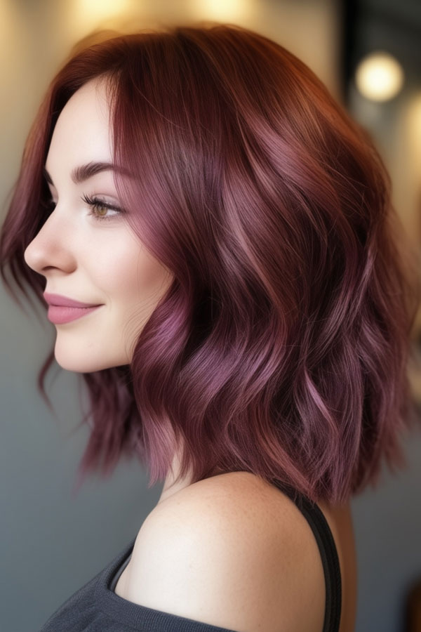 copper plum bob, shades of plum hair colour