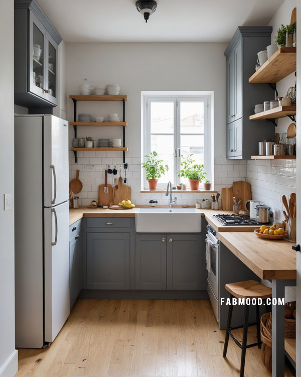 grey kitchen, small grey kitchen design for small space