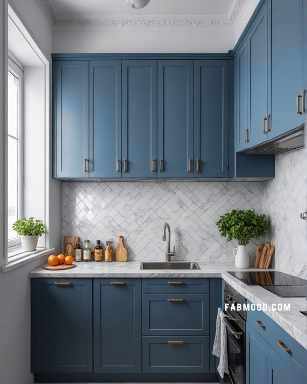 Chic Blue and White Kitchen, small kitchen design