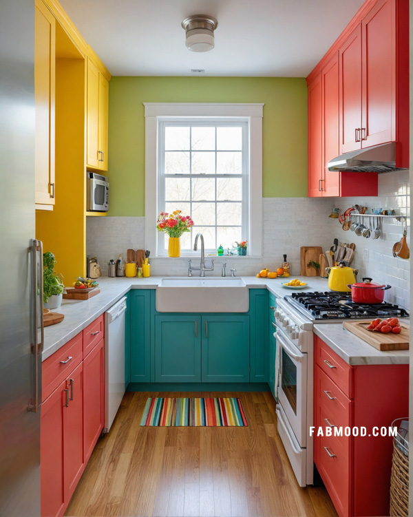 Vibrant Colorful Kitchen, small kitchen design