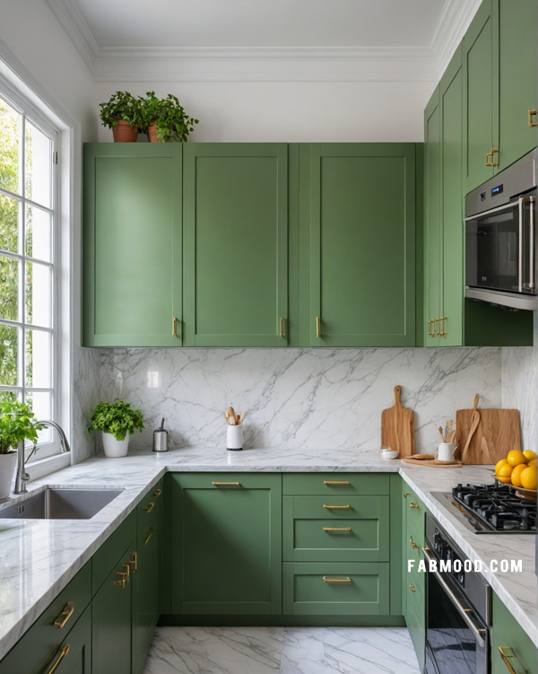 small green kitchen design, stylish small kitchen idea